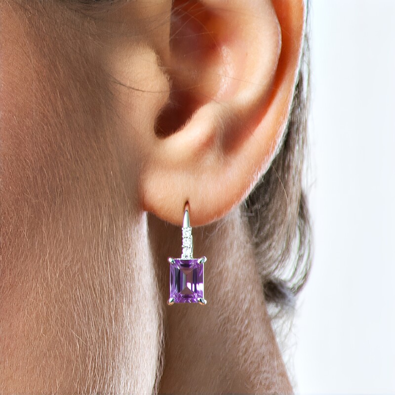 Boucles d'oreilles en argent et Améthyste Rose de France