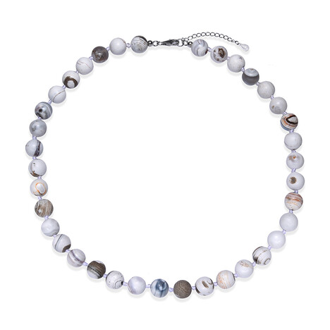 Porzellanweißer Achat-Silberhalskette