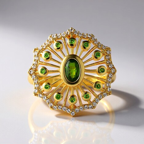 Anello in argento con Diopside Russo