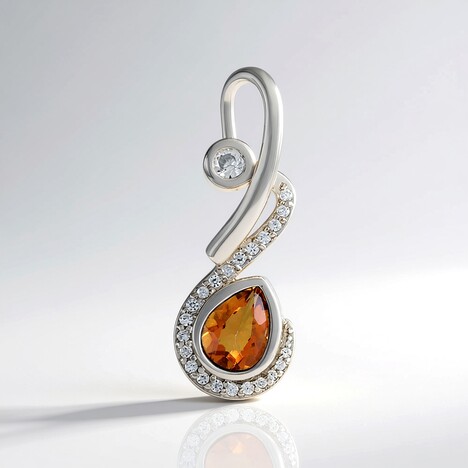 Ciondolo in argento con Quarzo Arancione