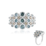 Himmelblauer I2 Brillant-Goldring (KM by Juwelo)