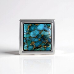 Ciondolo in argento con Turchese Ramato Blu Mohave