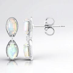 Boucles d'oreilles en argent et Opale d'Australie