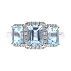 Anillo en oro con Aguamarina de Brasill AAA