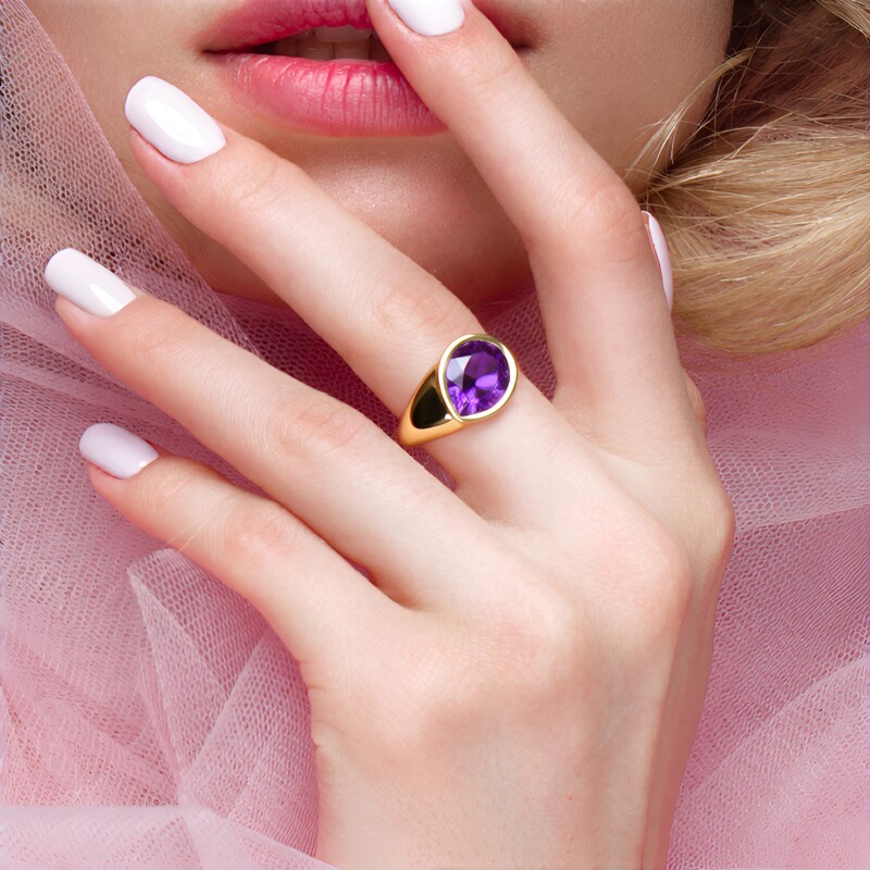 Anillo en plata con Amatista de Zambia