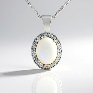 Collar en plata con Piedra de luna arco iris de Tanzania