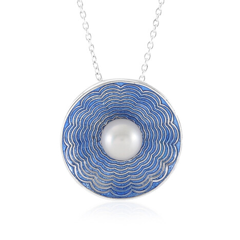 Weiße Süßwasserzuchtperlen-Silberhalskette (Adela Silber)