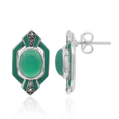 Orecchini in argento con Calcedonio Verde