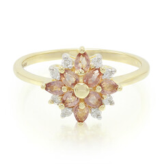Gouden ring met Onverhitte Padparadscha Saffieren