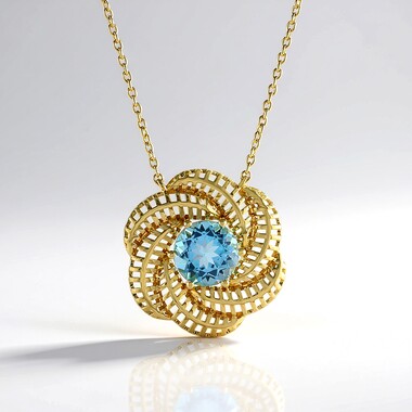 Naszyjnik ze srebra pozłacanego - Topaz niebieski Swiss Blue (Ornaments by de Melo)