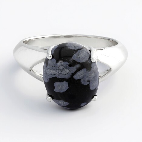 Anello in argento con Ossidiana Fiocco di Neve
