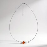 Collana in argento con Ambra Baltica Cognac (MONOSONO COLLECTION)