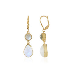 Boucles d'oreilles en argent et Pierre de Lune arc-en-ciel