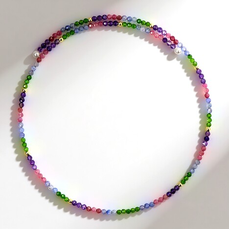 Collana rigida in acciaio con Diopside Russo (Riya)