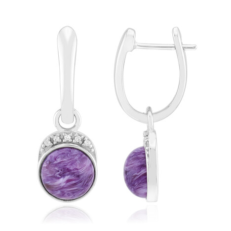 Pendientes en plata con Charoita