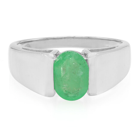 Anello placcato in platino con Smeraldo Bahia