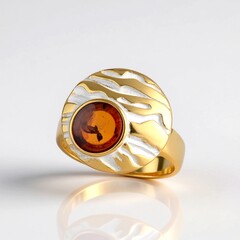 Anello in argento con Ambra Baltica Cognac (dagen)
