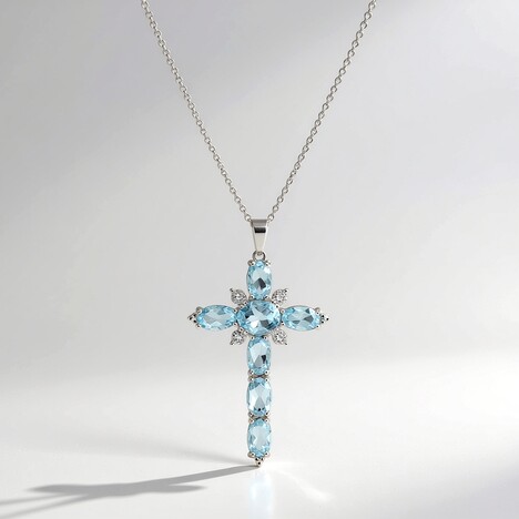 Collana in argento con Topazio Blu Cielo