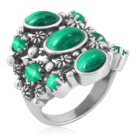 Zilveren ring met een Malachiet (Desert Chic)