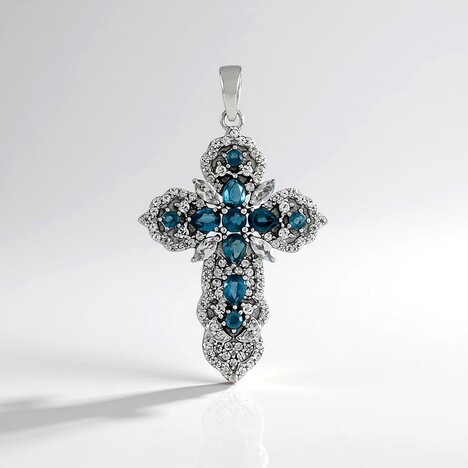 Ciondolo in argento con Cianite Blu Foglia di Tè