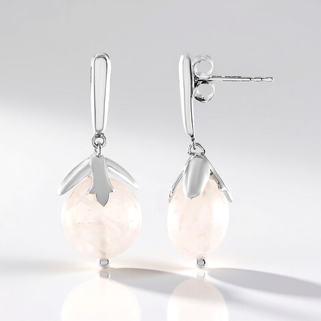 Orecchini in argento con Quarzo Rosa