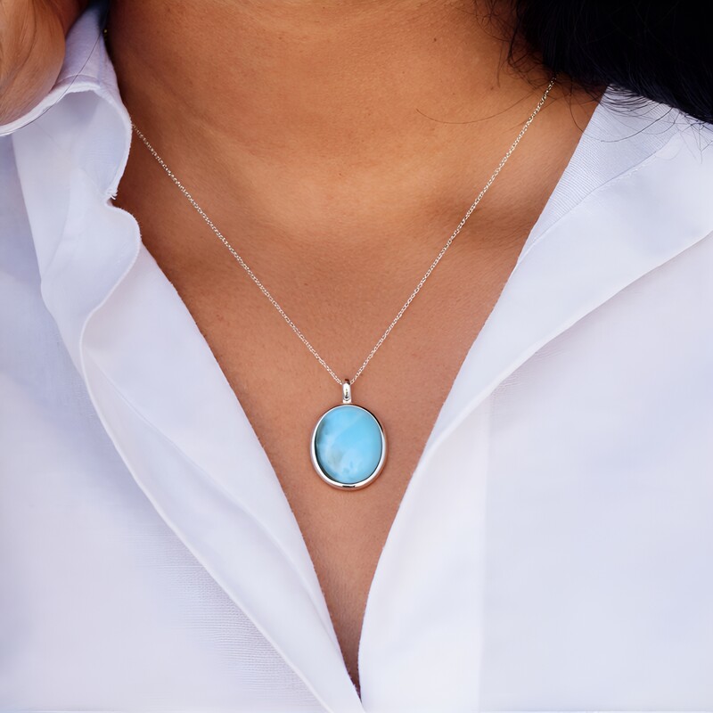 Zawieszka ze srebra rodowanego - Larimar