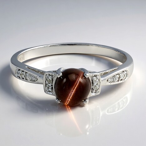 Anello placcato in platino con Scapolite Occhio di Gatto