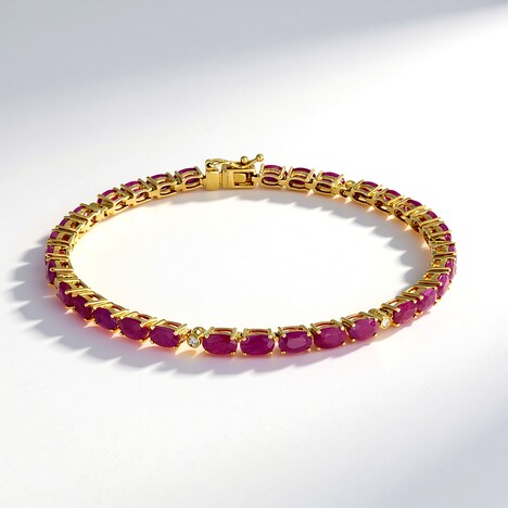 Bracelet en or et Rubis AAA du Mozambique