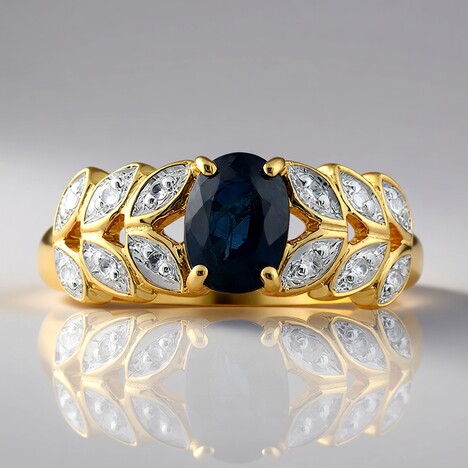 Anello in oro con Zaffiro Kanchanaburi