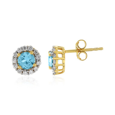 Pendientes en plata con Topacio azul suizo