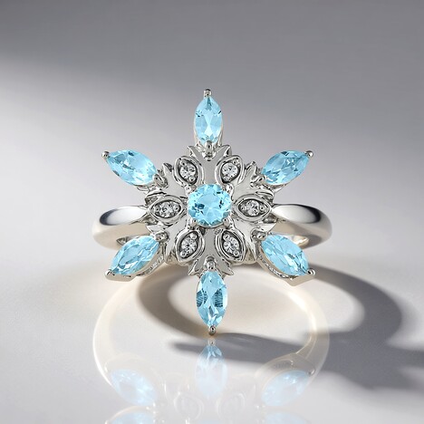 Anello in argento con Topazio Blu Cielo