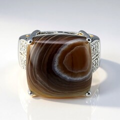Anello in argento con Agata Botswana