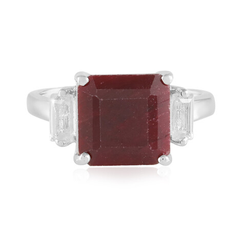 Rubinfarbener Korund-Silberring