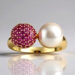 Bague en or et Perle blanche des mers du sud (Michelle Albala)