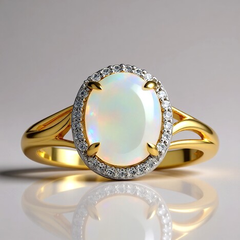 Anello in oro con Opale Bianco Brasiliano