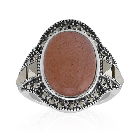 Pfirsich-Mondstein-Silberring (Annette classic)