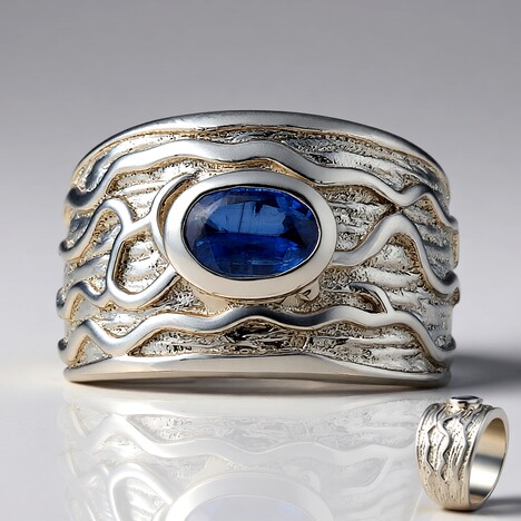 Bague en argent et Kyanite du Népal (MONOSONO COLLECTION)