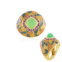 Bague en argent et Calcédoine verte (Adela Silber)