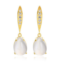 Pendientes en plata con Piedra de luna arco iris de Tanzania