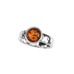 Anillo en plata con Ámbar báltico