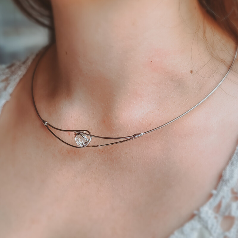 Collana in argento con Quarzo Bianco (TPC)