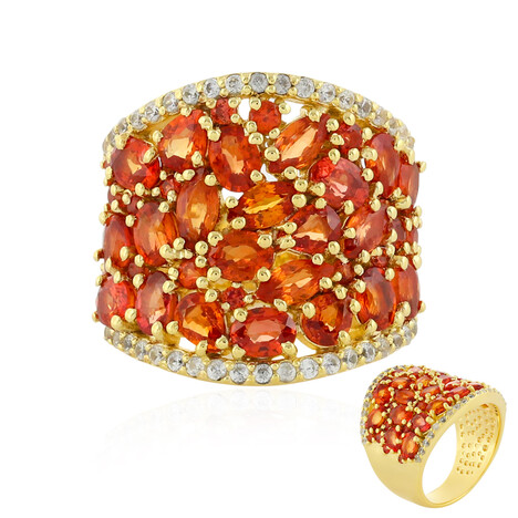 Abendroter Saphir-Silberring