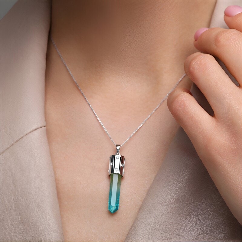 Mehrfarbiger Quarz-Silberanhänger (MONOSONO COLLECTION)