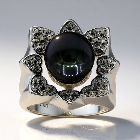 Anello in argento con Perla Tahitiana (Annette classic)