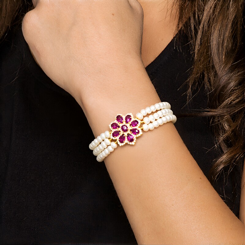 Magenta-Granat-Silberarmband (de Melo Essence)