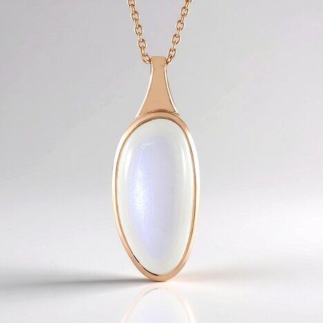Collana in argento con Pietra di Luna Bianca (KM by Juwelo)