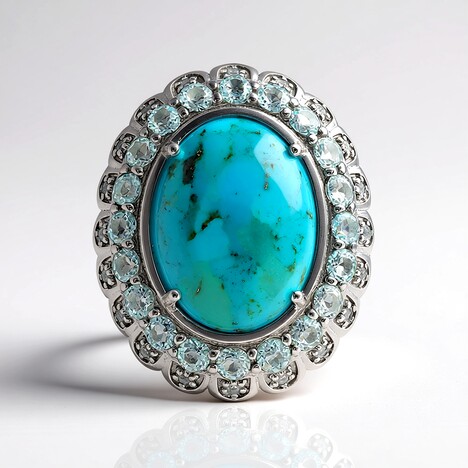 Anello in argento con Turchese Kingman Mohave Blu (Faszination Türkis)