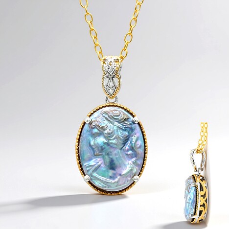 Collana in argento con Perla Mabe Peacock (Gems en Vogue)