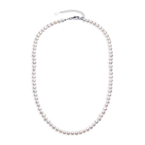 Weiße Süßwasserzuchtperlen-Silberhalskette