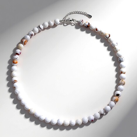 Collana in argento con Agata porcellana bianca